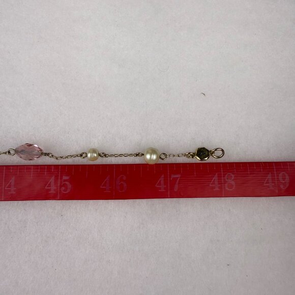 Ralph Lauren Womens Gold Tone Necklace With Pink & Pearl Beads - Picture 4 of 4